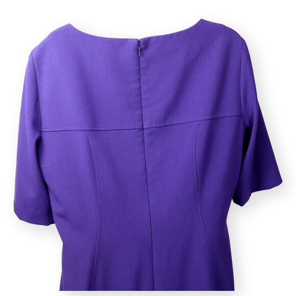 Tahari ASL Purple Sheath Short Sleeves Dress Pockets 12 - Picture 10 of 11